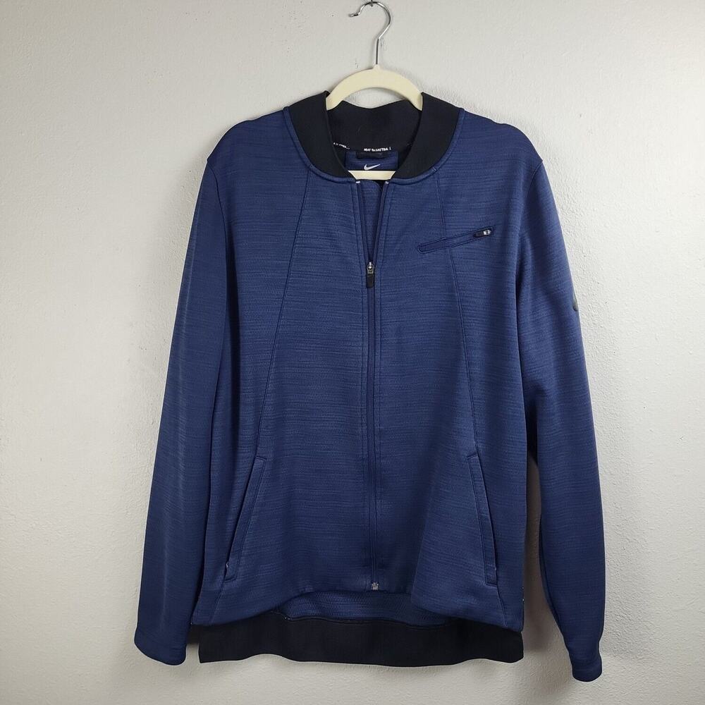 Nike Mens Dri Fit Blue Long Sleeve Basketball Full Zip Track‎ Jacket Size Large
